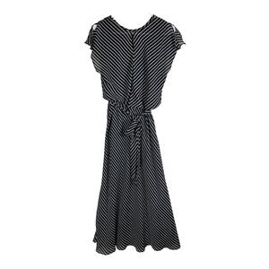 Positive Attitude Vintage Black White Striped Maxi Dress Size 8 USA